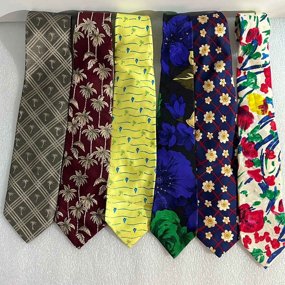 Floral/Tropical Vintage Men's Ties - Lot of 6